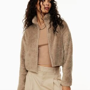 Aritzia‎ Sunday Best Mockneck Fuzzy Zip-Up.